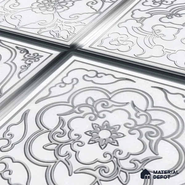 Metallic Wall Tile TL 07235 D Silver Mist 1 ft x 1 ft Ceramic Matte Finish - 9 mm  | 2 mm Spacer is Mandatory | Suitable For Bathroom, Kitchen, Dining Area | Please Expect a Slight Variation of Pattern (Sample)